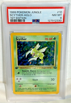 1999 Pokemon Jungle Scyther Holo 1st Edition PSA 8 - Image 1