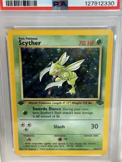 1999 Pokemon Jungle Scyther Holo 1st Edition PSA 8 - Image 3