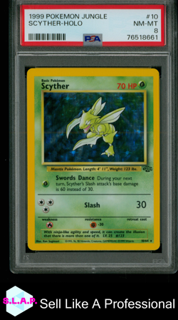 SCYTHER POKEMON 10 1999 JUNGLE HOLO EN PSA 8 - Image 1