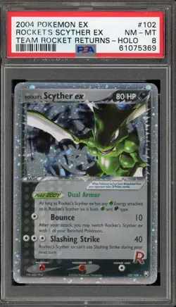 Pokemon Rocket's Scyther ex EX Team Rocket Returns Holo Ultra Rare #102 PSA 8 - Image 1