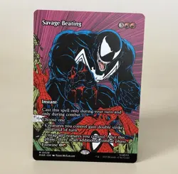 MTG Savage Beating - Borderless - Marvel Universe Eternal MAR Regular NM - Image 1