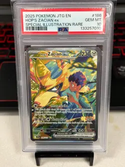 Pokemon TCG Hop's Zacian EX Holo Card 186/159 Sv09: Journey Together PSA 10 - Image 1
