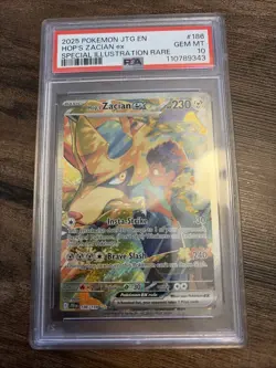Pokemon TCG Hop's Zacian EX Holo Card 186/159 Sv09: Journey Together PSA 10 - Image 1