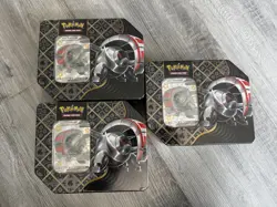 3 x Pokemon TCG Scarlet & Violet Paldean Fates Iron Treads EX Tin Sealed NEW - Image 1