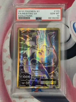 2016 POKEMON XY EVOLUTIONS #103 FULL ART/MEWTWO EX PSA 10 - Image 1