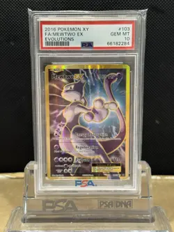2016 POKEMON XY EVOLUTIONS #103 FULL ART/MEWTWO EX PSA 10 - Image 3