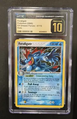 POP 1 - POKEMON CGC 10 PRISTINE EX UNSEEN FORCES FERALIGATR HOLO #4 2005 💎 - Image 3
