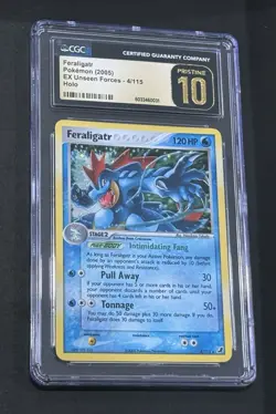 POP 1 - POKEMON CGC 10 PRISTINE EX UNSEEN FORCES FERALIGATR HOLO #4 2005 💎 - Image 4