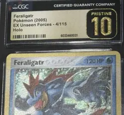 POP 1 - POKEMON CGC 10 PRISTINE EX UNSEEN FORCES FERALIGATR HOLO #4 2005 💎 - Image 5