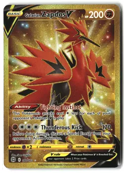 Galarian Zapdos V ⭐ 182/172 Holo Secret Rare Brilliant Stars 2022 Pokemon NM - Image 1