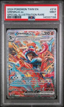 Pokemon Greninja ex 214/167 Twilight Masquerade Special Illustration Rare PSA 9 - Image 1