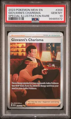 2023 Pokemon 151 Giovanni’s Charisma PSA 10 GEM MINT #204 Mew Ultra Rare - Image 1