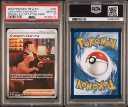 2023 Pokemon 151 Giovanni’s Charisma PSA 10 GEM MINT #204 Mew Ultra Rare - Image 3