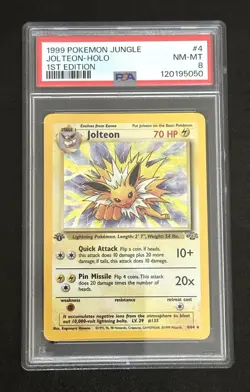 PSA 8 💎 JOLTEON 1ST EDITION #4 HOLO - 1999 POKEMON JUNGLE - WOTC ERA VINTAGE - Image 1