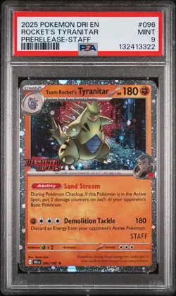 2025 POKEMON DRI EN-DESTINED RIVALS #096 TEAM ROCKET'S TYRANITAR PSA 9 - Image 1