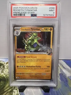 2025 POKEMON DRI EN-DESTINED RIVALS #096 TEAM ROCKET'S TYRANITAR PSA 9 - Image 1