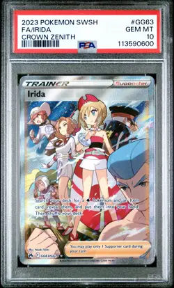 2023 POKEMON SWORD & SHIELD CROWN ZENITH #GG63 FULL ART/IRIDA PSA 10 - Image 1