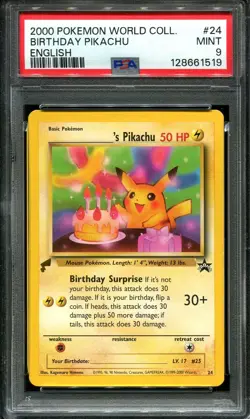 2000 Pokemon World Collection - Birthday Pikachu #24 English PSA 9 MINT! - Image 1