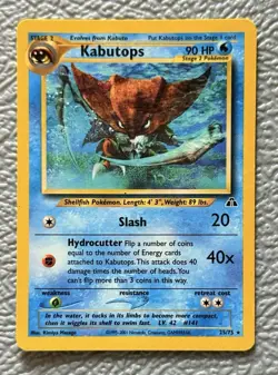 1999 Pokemon Kabutops 25/75 Regular Rare Neo Discovery LP 💧 - Image 1