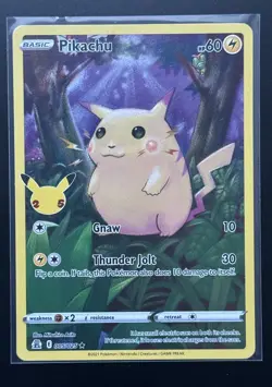 Pokemon Pikachu TCG 5/25 Celebrations Full Art Holo Card 25th Anniversary NM-M - Image 1