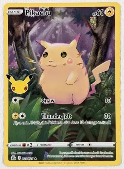 Pikachu 2021 Pokemon TCG Card 25th Anniversary Celebrations Holo 5/25 - Image 1