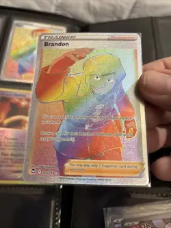 Pokemon TCG Brandon Silver Tempest 203/195 Rainbow Secret Rare NM-M T72 - Image 1