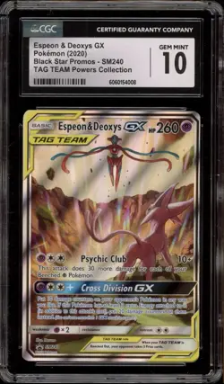 2020 POKEMON SM PROMO TAG TEAM POWERS COLLECTION SM240 ESPEON & DEOXYS GX CGC 10 - Image 1