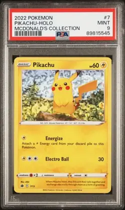 PSA 9 MINT - Pikachu Holo #7 - 2022 Pokemon McDonald's Collection - Image 1