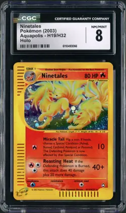 2003 Pokemon Aquapolis Ninetales Holo Rare H19/H32 CGC 8 - Image 1