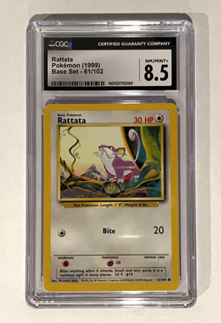 1999 Pokemon Rattata Base Set #61 CGC 8.5 - Image 1