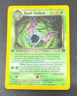 POKEMON DARK GOLBAT 7/82 1ST EDITION HOLO TEAM ROCKET NM NO PLAY PACK FRESH - Image 1