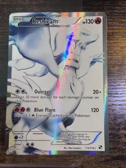 Pokemon TCG 2011 Reshiram Full Art Holo Card 113/114 Black White Rare: LP - Image 1