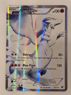 Pokemon TCG Reshiram Holo Card 113/114 Zekrom Black and White - Full Art - LP+ - Image 4