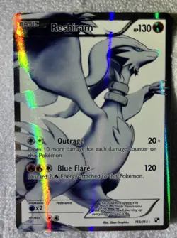 Pokemon TCG Reshiram Holo Full Art Ultra Rare Card 113/114 NM LP Black & White - Image 1