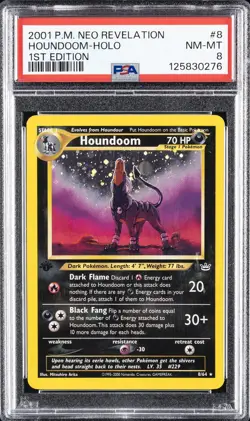 2001 POKEMON NEO REVELATION 1ST EDITION #8 HOUNDOOM-HOLO PSA 8 - Image 1