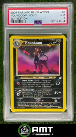 126121684 2001 Pokemon Neo Revelation 1st Edition #8/64 Houndoom PSA 7 Holo - Image 1