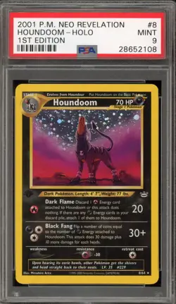 Pokemon Houndoom Neo Revelation 1st Edition Holo Rare #8 PSA 9 Mint - Image 1