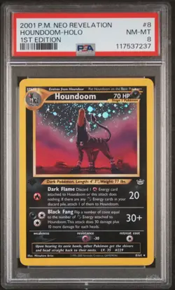 2001 POKEMON NEO REVELATION 1ST EDITION #8 HOUNDOOM-HOLO PSA 8 - Image 1