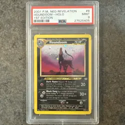 Pokemon Houndoom Neo Revelation 1st Edition Holo Rare #8 PSA 9 Mint - Image 1
