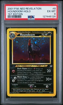 2001 POKEMON NEO REVELATION 1ST EDITION #8 HOUNDOOM-HOLO PSA 6 - Image 1