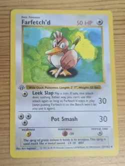 Farfetch’d 27/102 GRAY STAMP 1ST EDITION SHADOWLESS BASE SET POKEMON CARD MP - Image 1