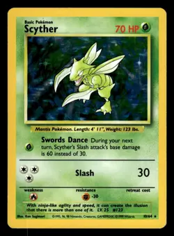 Scyther 10/64 Holo Rare NO SYMBOL Jungle Set Pokemon Card - Image 1