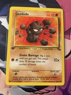 Pokemon Card Geodude 47/62 Fossil 1st Edition WOTC Near Mint - Image 1