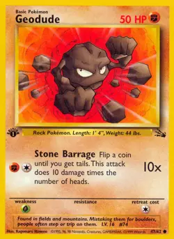Geodude 47/62 Fossil Set 1st Edition Common Pokemon Card NM - Image 1