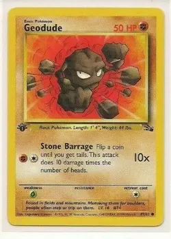 Pokemon Geodude 47/62 1st Edition Fossil near mint condition card - Image 1