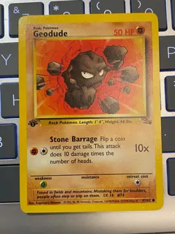 Pokemon Geodude 47/62 1st Edition Fossil LP/near mint condition card - Image 1