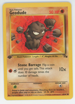 Geodude 47/62 1st Edition NM LP MP HP Common Fossil Pokemon Card 1999 First - Image 1