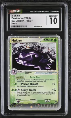 CGC 10 GEM MINT Muk ex 2003 EX Dragon 96/97 Holo Pokemon Card - Image 1