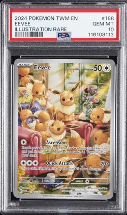 2024 POKEMON TWM EN-TWILIGHT MASQUERADE ILLUSTRATION RARE #188 EEVEE PSA 10 - Image 1