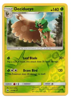 Pokemon Card: Decidueye 11/149 Rev Reverse Holo Sun & Moon Base Set Rare! NM - Image 1